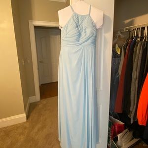 Light blue floor length bridesmaid dress